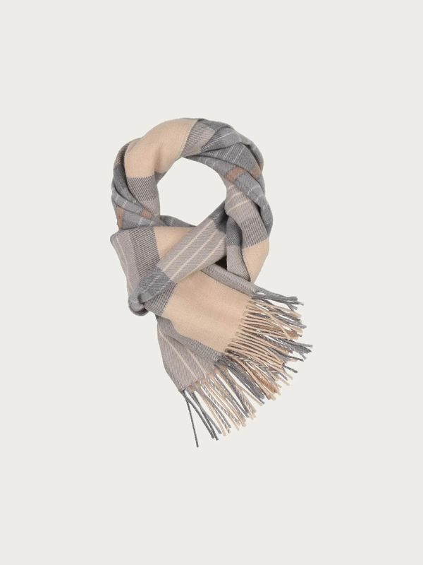 Wool Scarf Wool Scarf With Box Check Grey