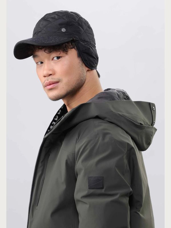 Puffer Baseball Cap Black With Ear Flaps Black Size 59