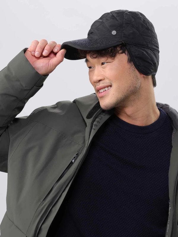 Puffer Baseball Cap With Ear Flaps  Black Size 61