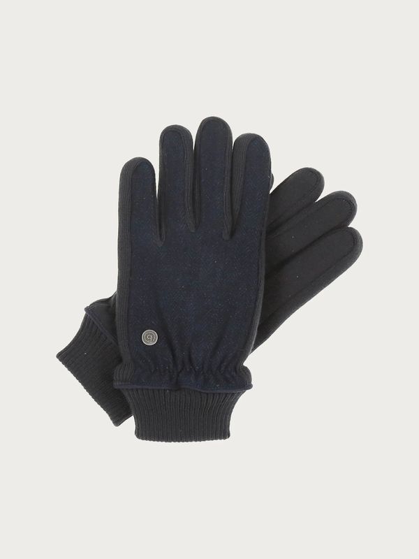 Navy Bugatti Gloves in Herringbone Design Medium