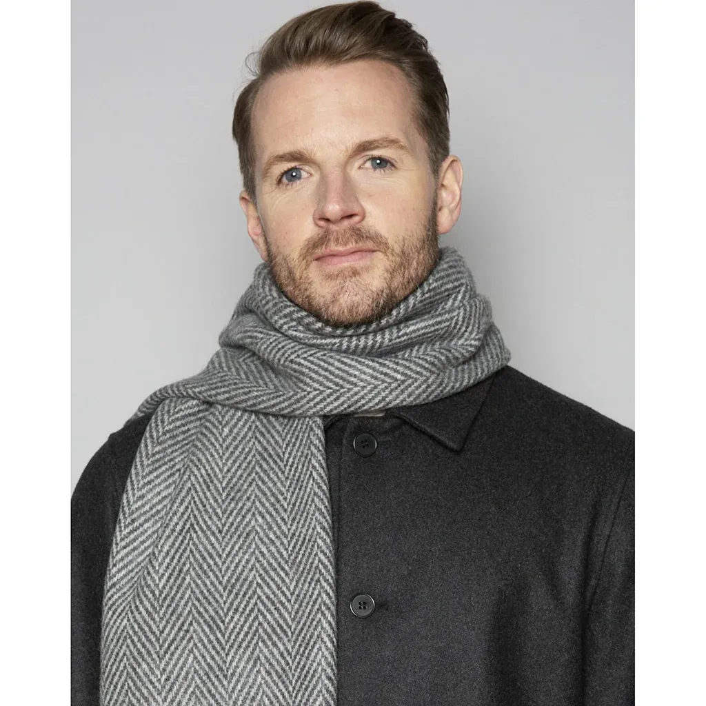 Cashmere Blend Herringbone Oxford Pearl