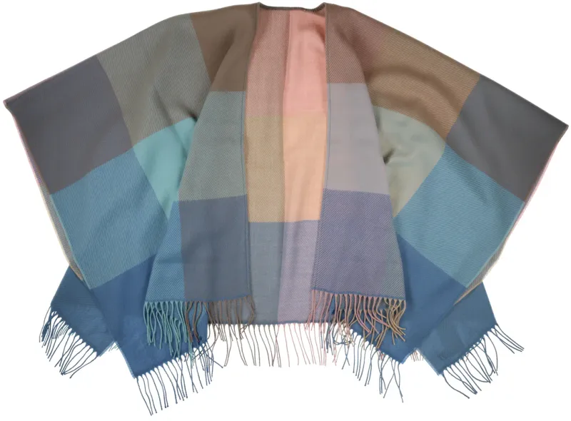 Ruana Block Plaid Blue