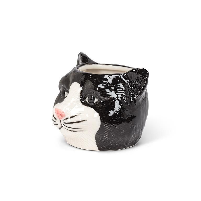 Planter Black and White Cat Small
