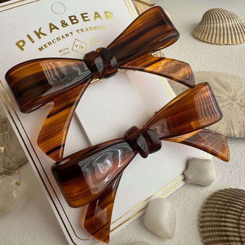 &quot;Zooey&quot; Bow Hair Clips Chestnut