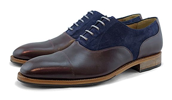 Goodyear Welted Toe Cap Oxford Burgundy/Navy