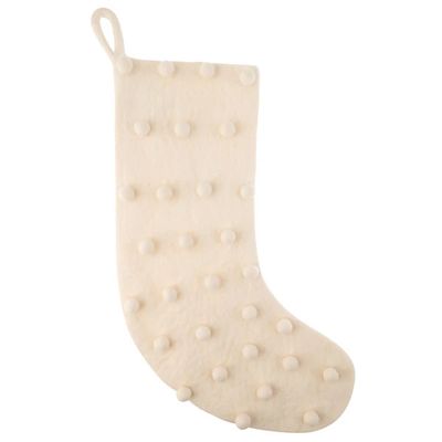 Felt Pom Pom Stocking White
