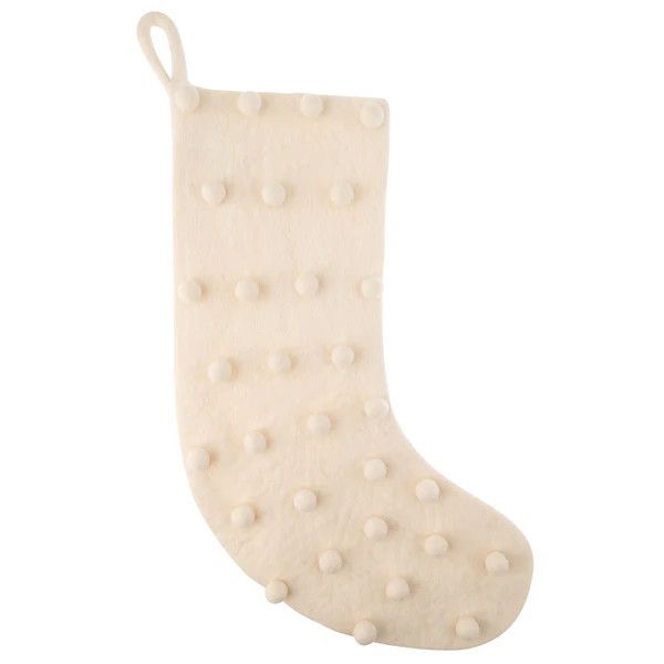 Felt Pom Pom Stocking White