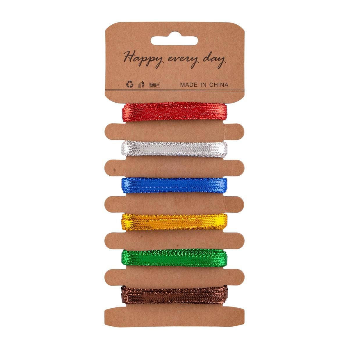 Paper Ribbon Metallic 6pc 8mm x 2m Each