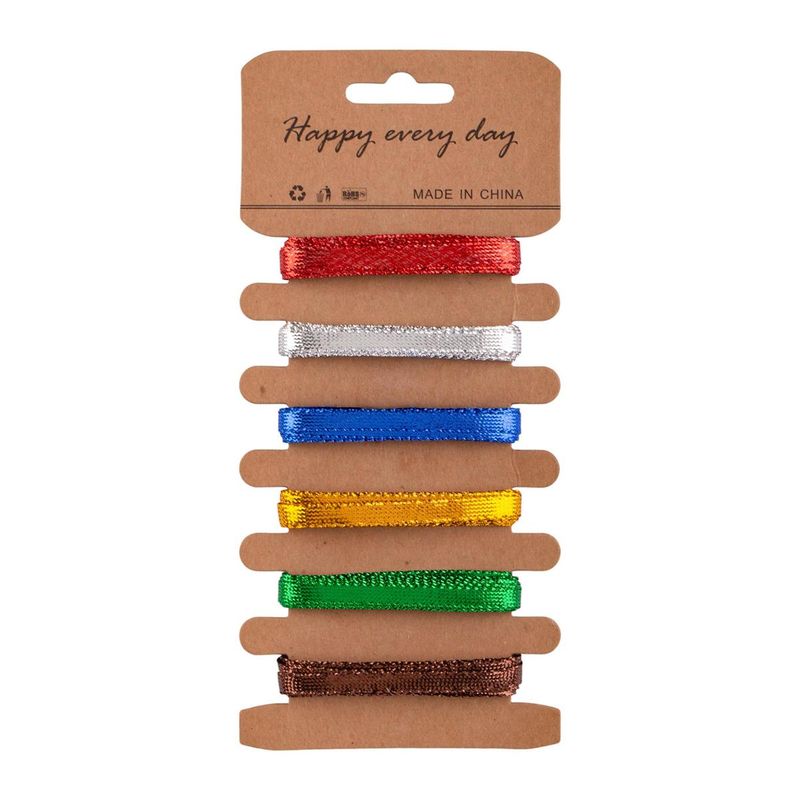 Paper Ribbon Metallic 6pc 8mm x 2m Each