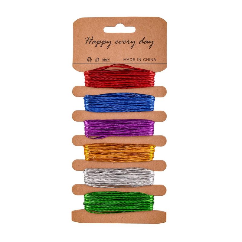Paper Ribbon Metallic 6pc 2mm x 2m Each