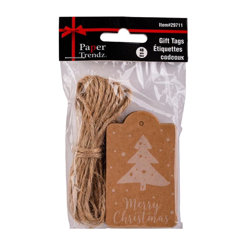 Gift Tags Xmas  w/ Jute 48 Piece