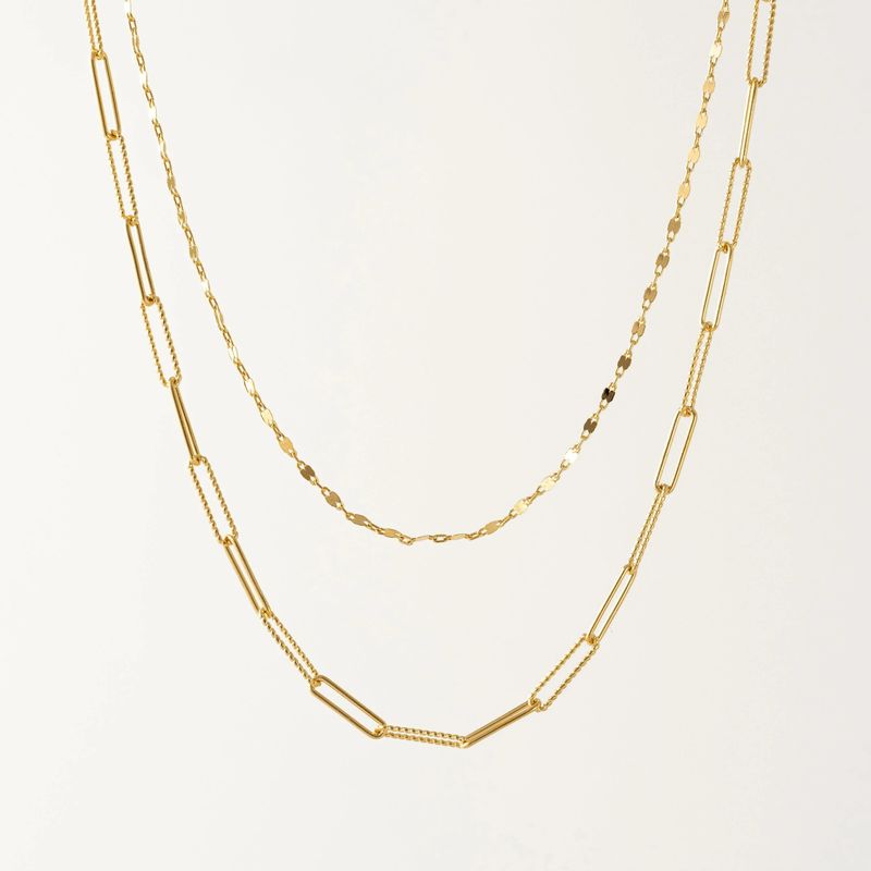 Arlo Paperclip Layered Necklace Gold