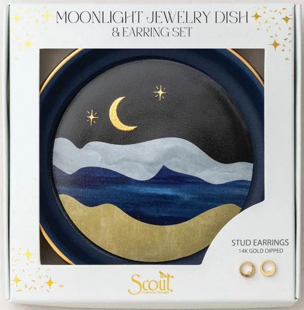 Jewelry Dish &amp; Stud Earring Set Moonlight