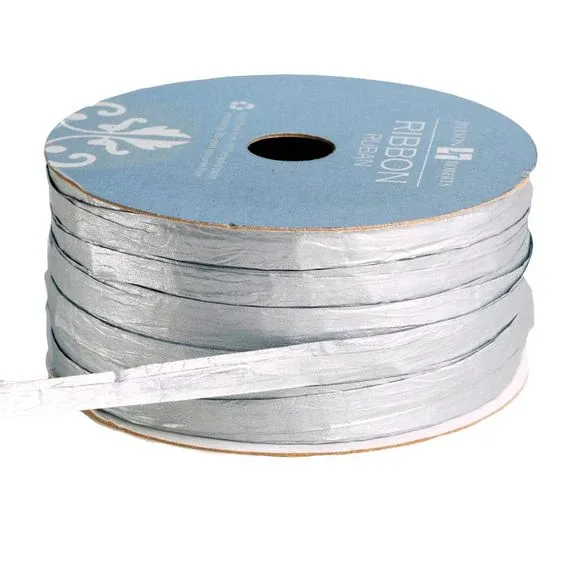 Ribbon Raffia Paper Silver