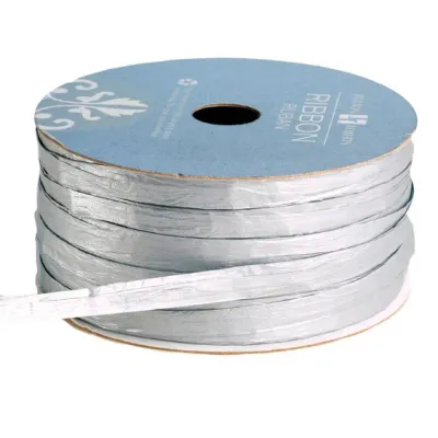 Ribbon Raffia Paper Silver