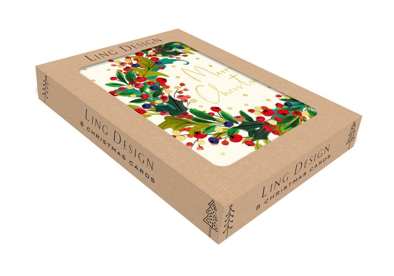 Boxed Christmas Cards Berry Wreath