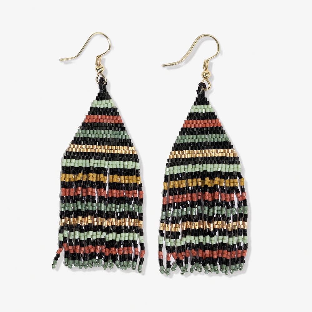 Lexie Horizontal Lines Beaded Fringe Earrings Highlands