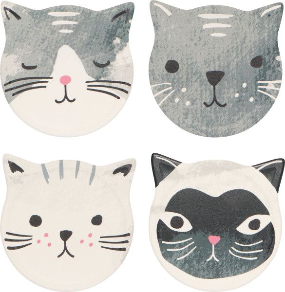 Coaster Set of 4 Cats Meow