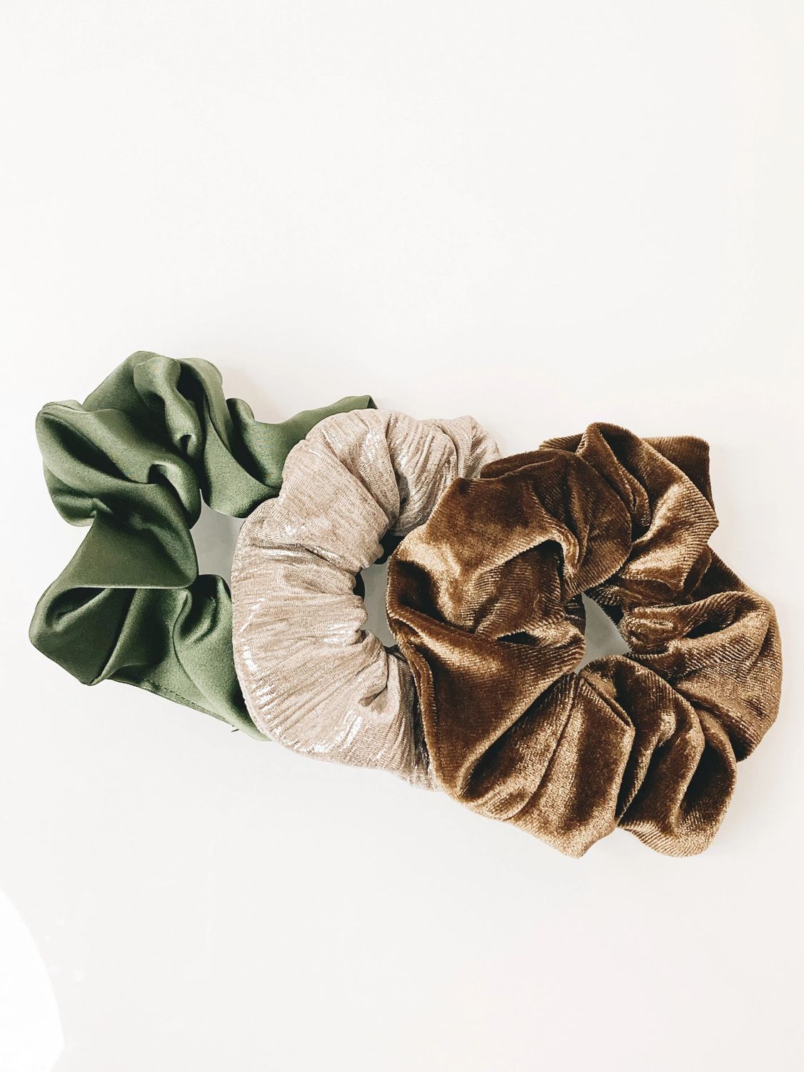 Hair Scrunchie Trio Green Collection