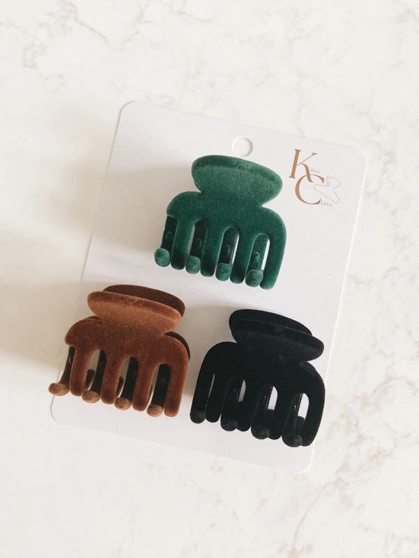 Flocked Mini Claw Clip Set