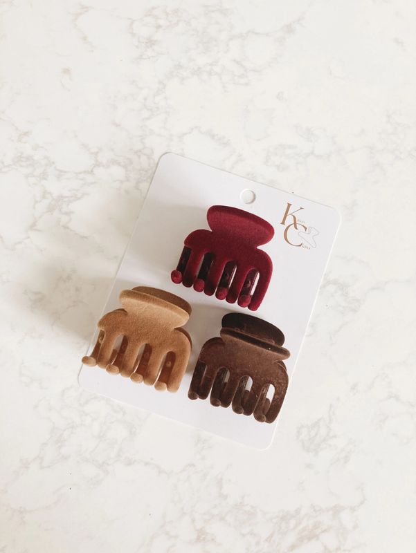 Flocked Mini Claw Clip Set
