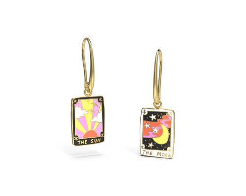 Drop Earrings Sun &amp; Moon Tarot