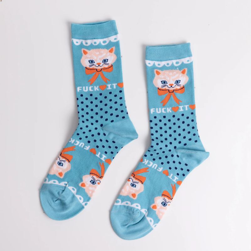 Women&#39;s Crew Socks Fuck It Kitty