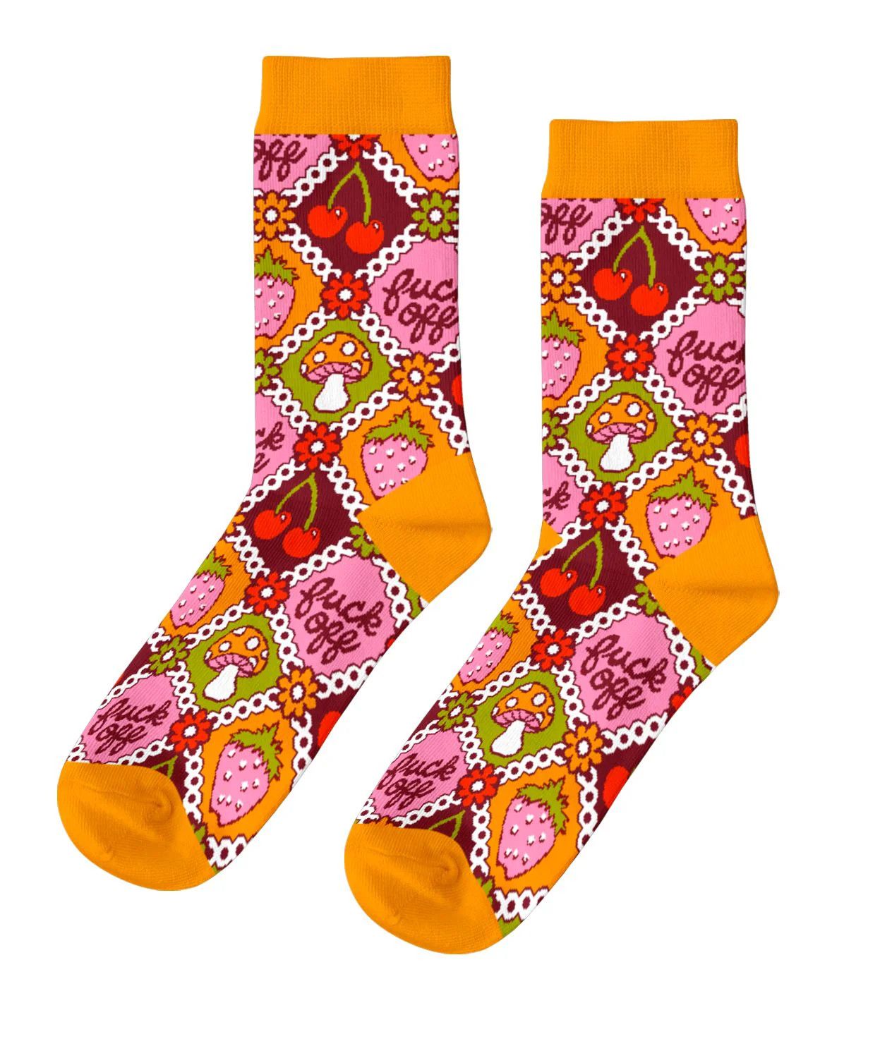 Women&#39;s Crew Socks Fuck Off Retro
