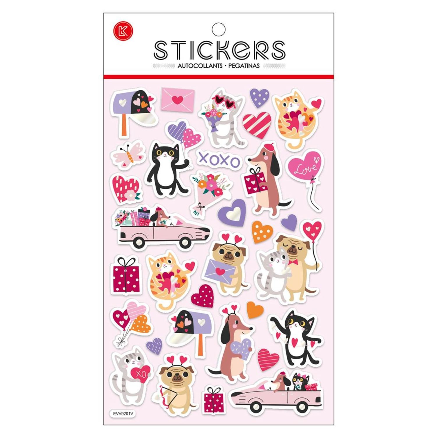Valentines Foil Stickers Cats &amp; Dogs