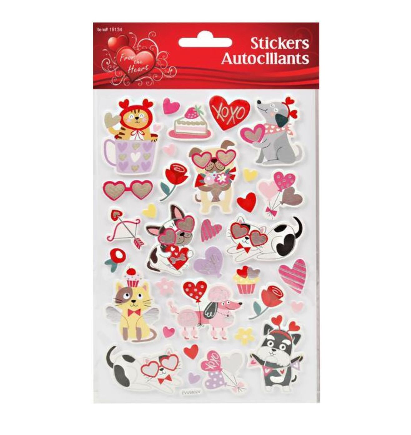 Valentines Animal Foil Stickers
