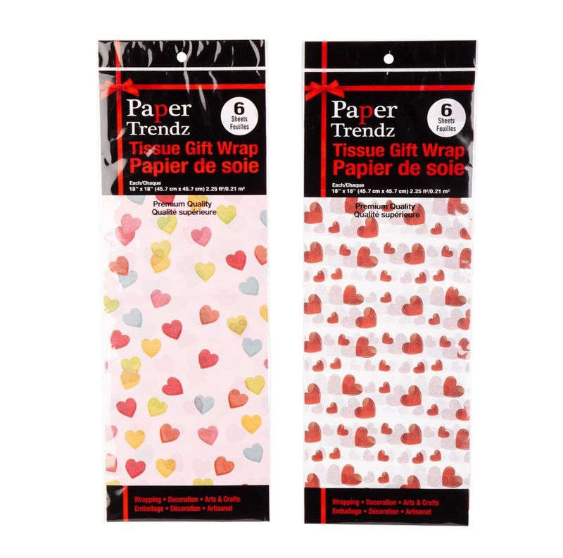 Valentines Tissue Paper 6pc Assorted