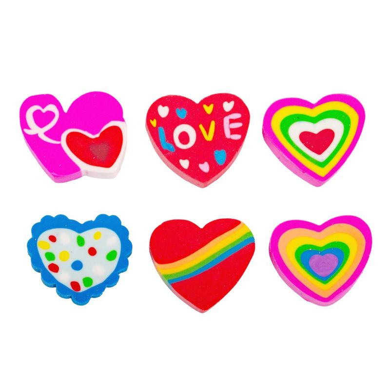 Pack of 12 Valentines Heart Shape Erasers