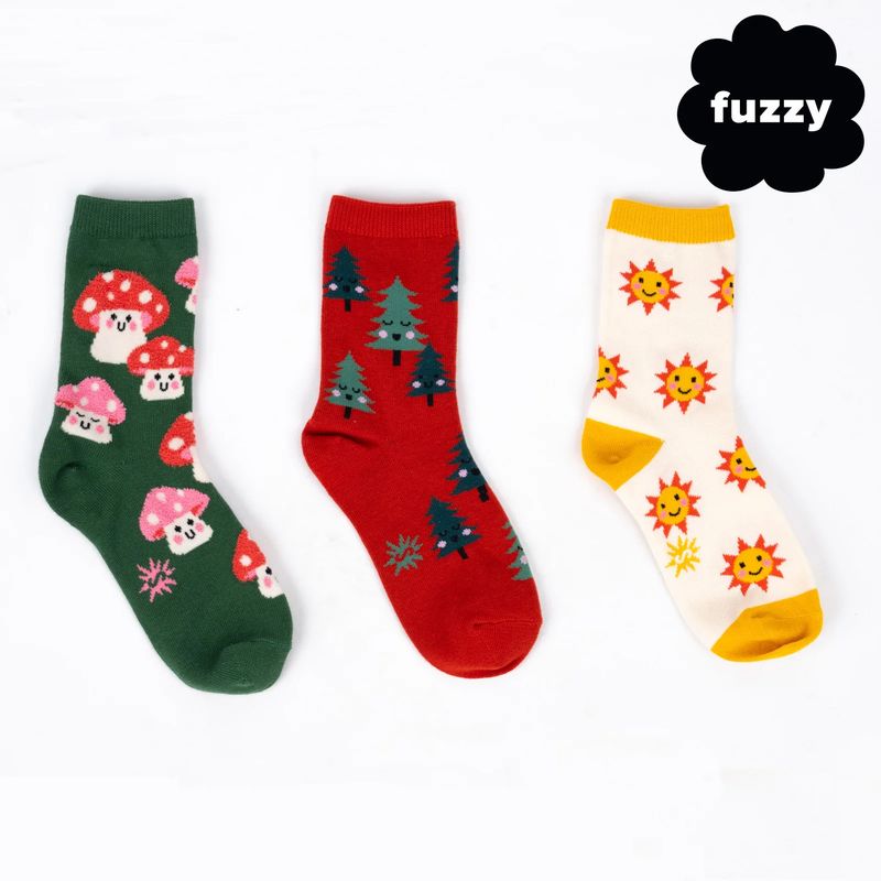 Youth Crew Socks Pack of 3 Mellow Mushrooms
