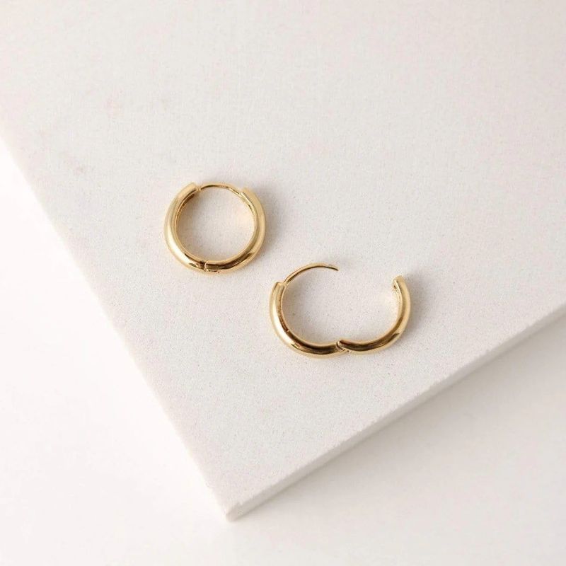 Tube 15mm Hoop Waterproof Earrings Gold
