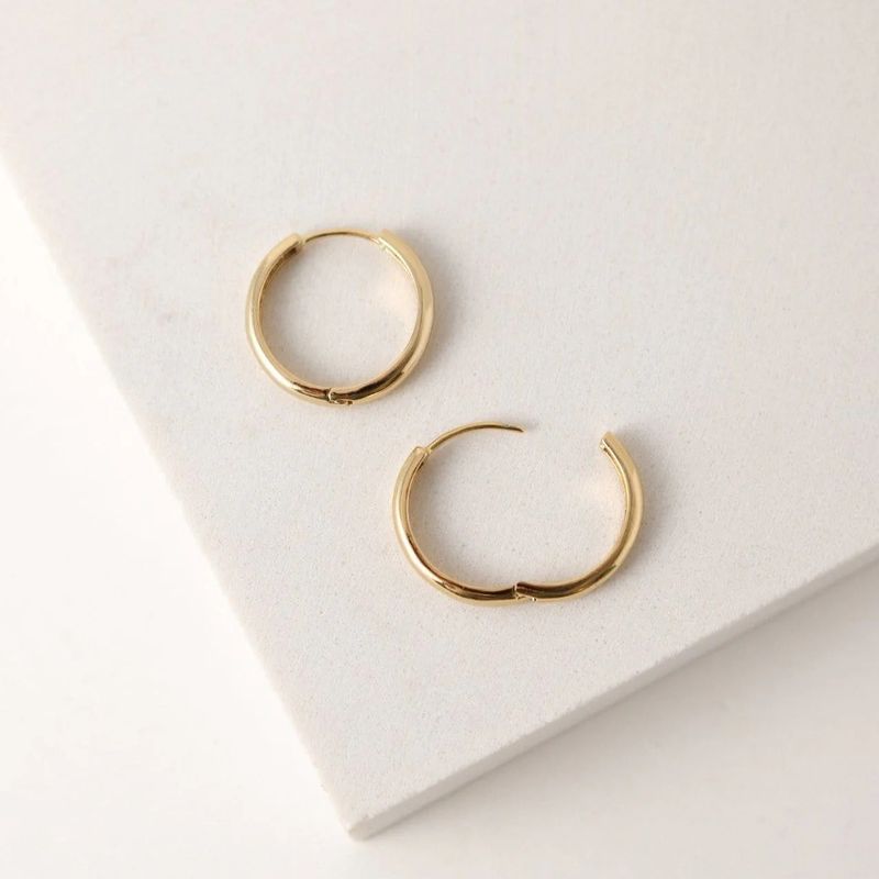 Tube 20mm Hoop Waterproof Earrings Gold