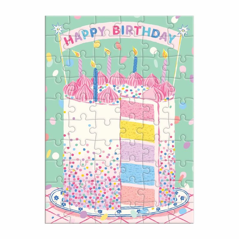 Greeting Card Puzzle Confetti Birthday Cake
