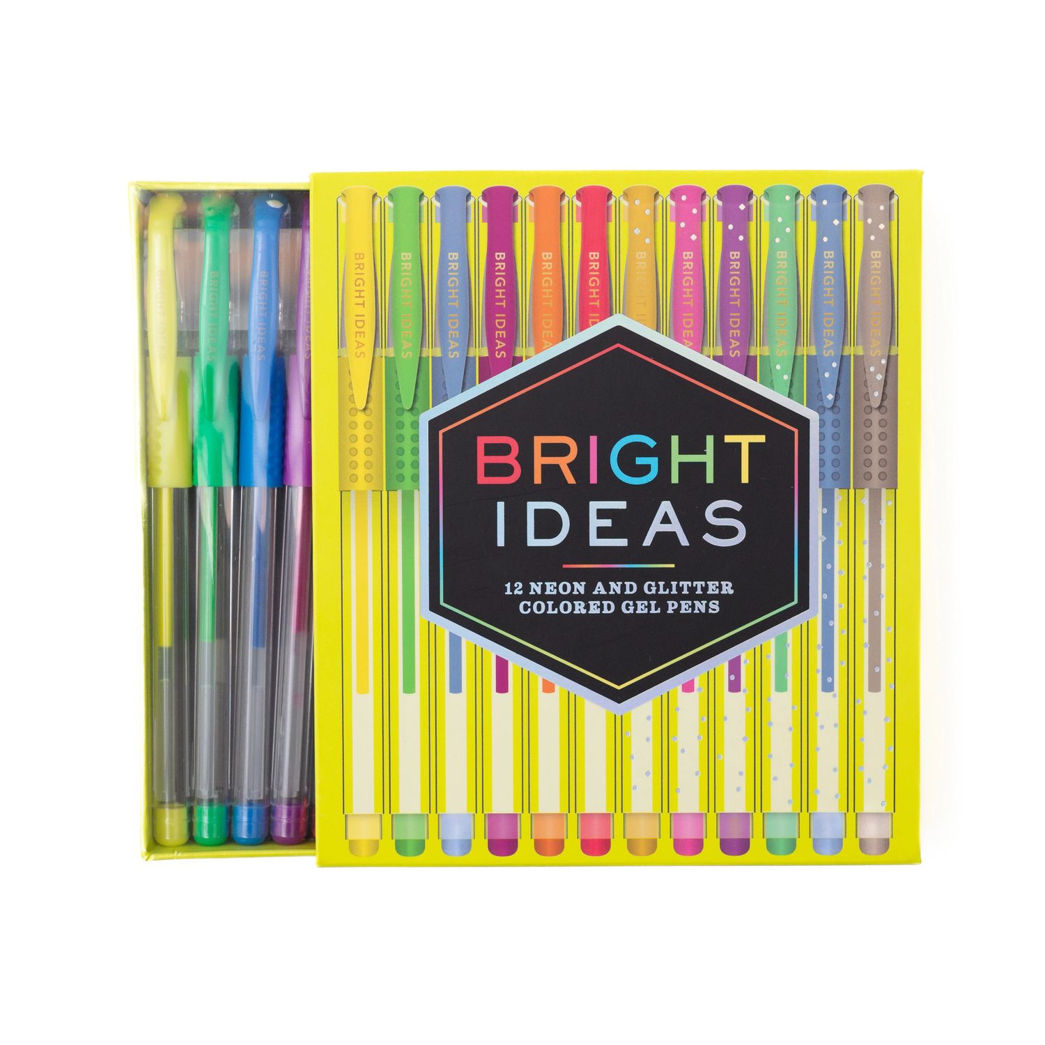 Bright Ideas Set of 12 Neon and Glitter Colour Gel Pens