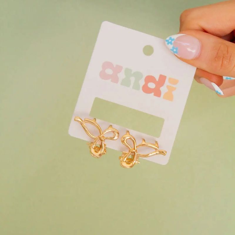 Micro Gold Bow Claw Clips