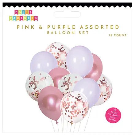 Pink &amp; Purple Assorted Balloon Set