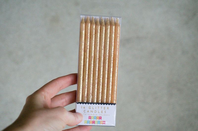 Tall Solid Gold Glitter 16 Candles Set