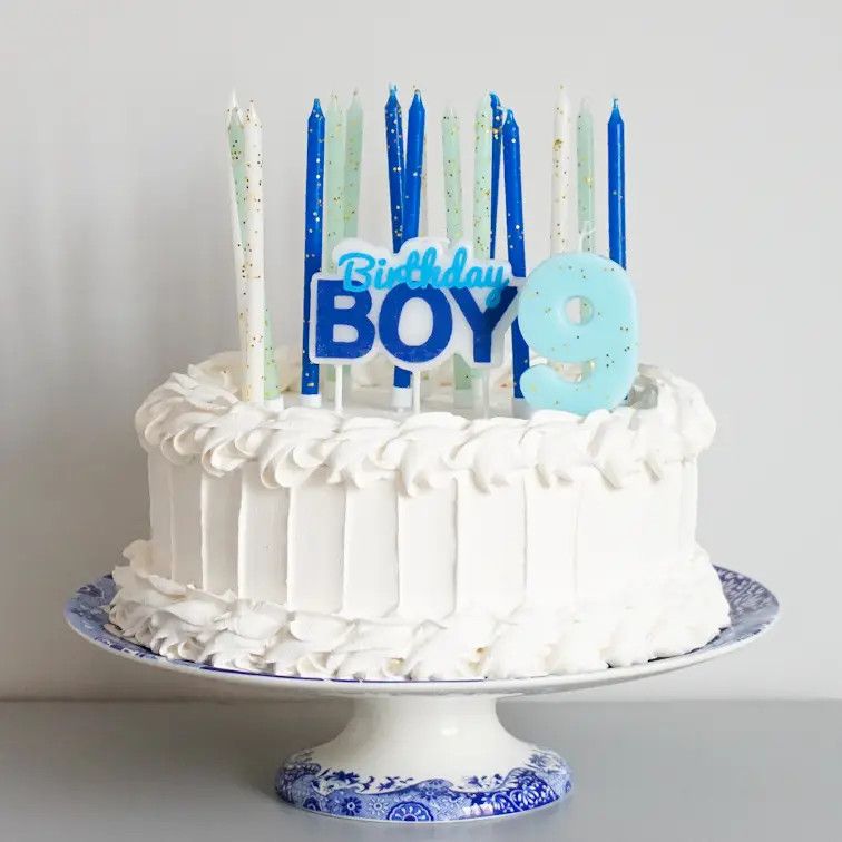 Blue Tones Gold Glitter 16 Candle Set