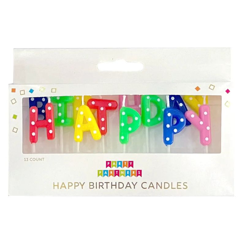 Happy Birthday Rainbow Dotted Candle Set