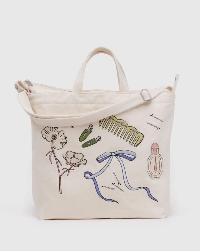 Horizontal Zip Duck Bag Embroidered Get Ready With Me