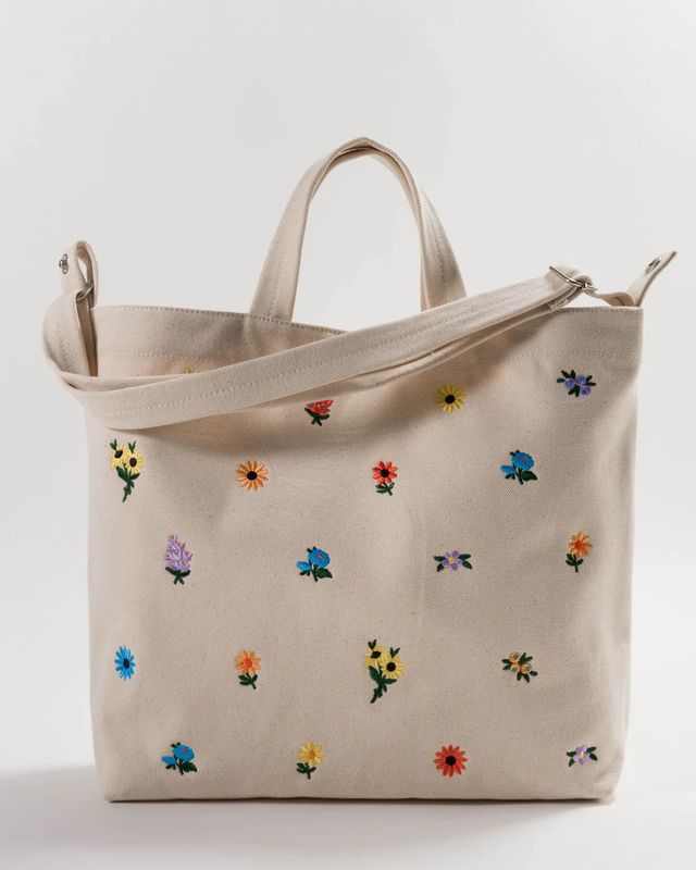Horizontal Zip Duck Bag Embroidered Ditsy Floral
