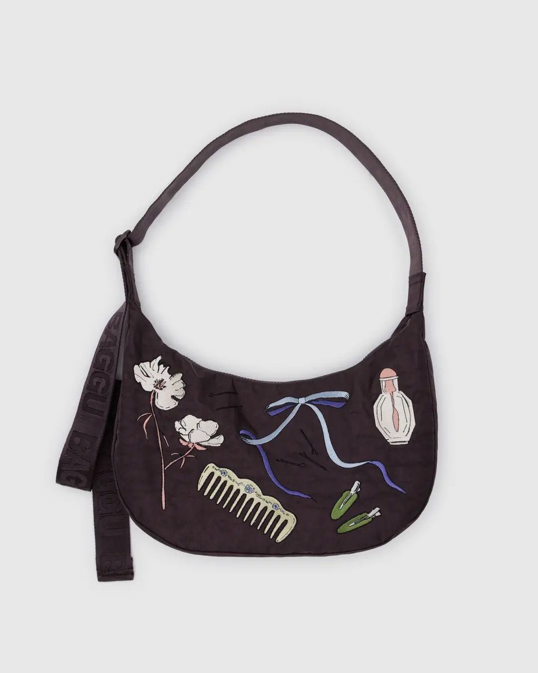 Medium Nylon Crescent Bag Embroidered Get Ready With Me