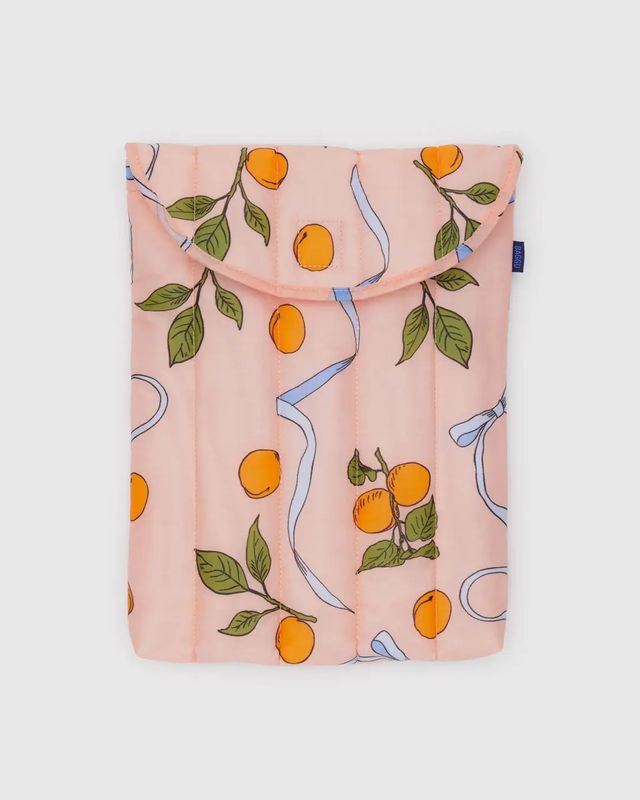 Puffy Laptop Sleeve 13&quot;/14&quot; Apricots &amp; Ribbons