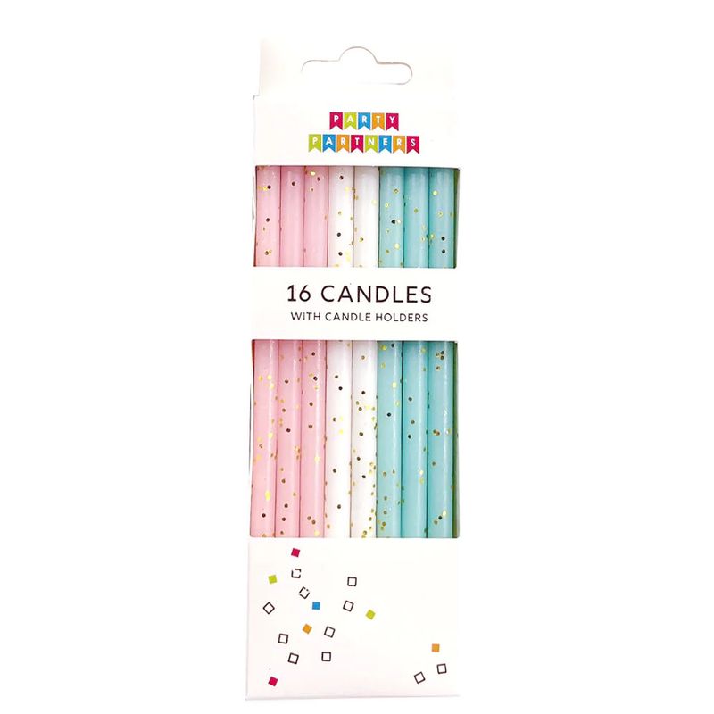Pastel Gold Glitter 16 Candles Set