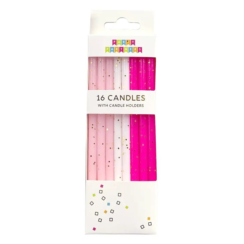 Pink Tones Gold Glitter 16 Candle Set
