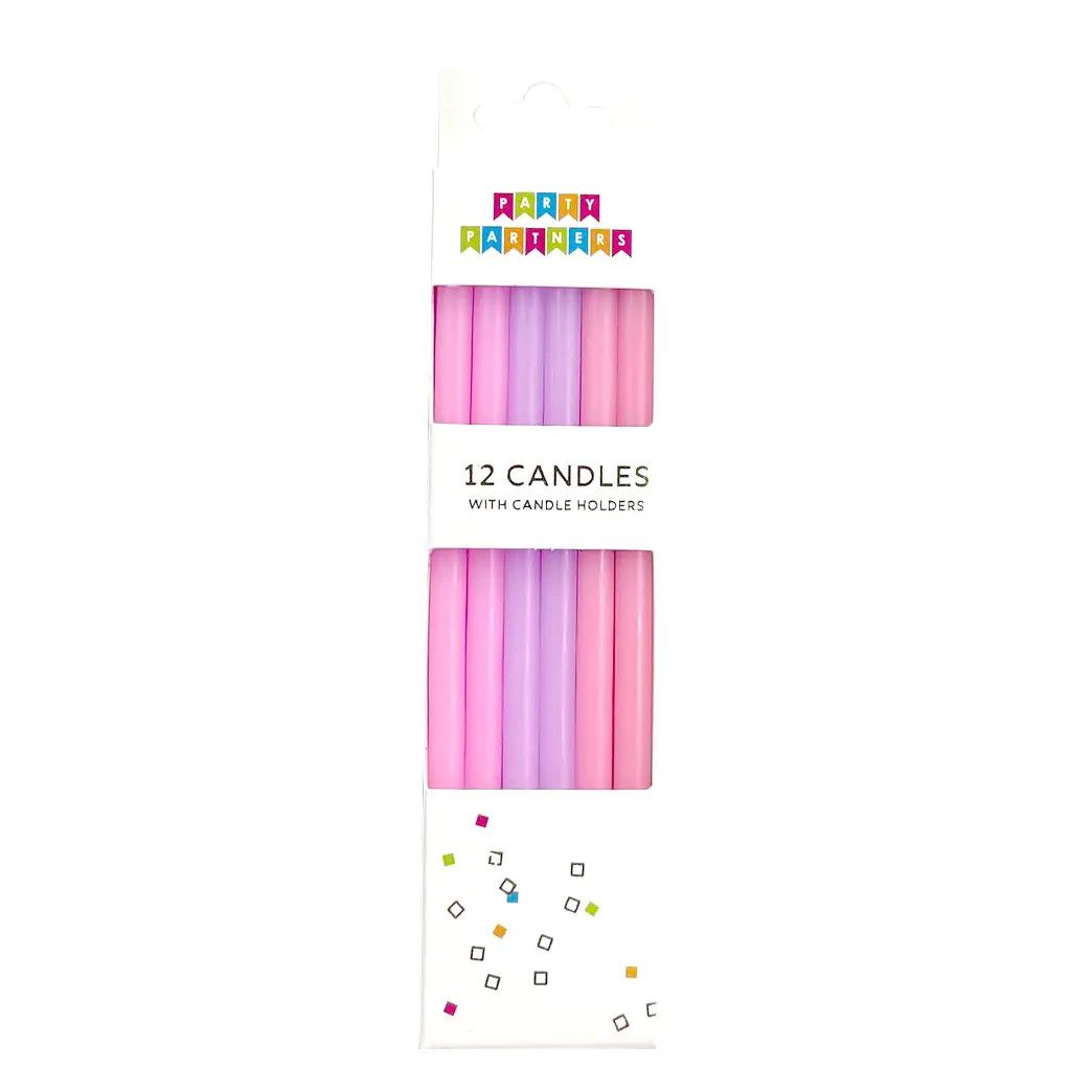 Pink &amp; Purple 12 Candle Set