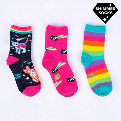 Youth Crew Socks Pack of 3 Space Cats